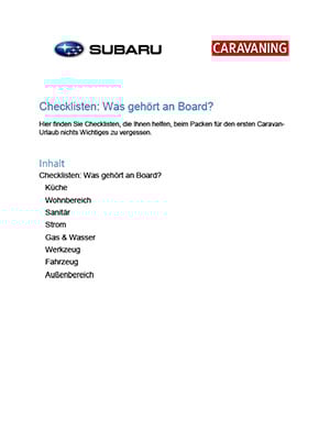 Checkliste für Caravan