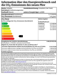 C02-Emissionen Beiblatt für Subaru Crosstrek