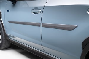 Seitenschutzleistensatz in schwarz auf grau/blauen Seitentüren
