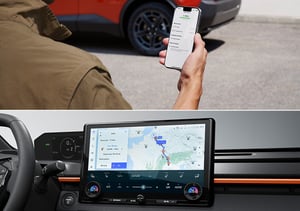 Subaru Care App und das Infotainmentsystem im Innenraum des UNCHARTED